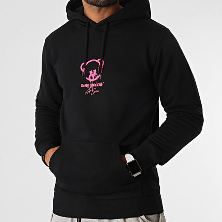 Teddy Yacht Club - Felpa con cappuccio Art Series Marker Nero Rosa Fluo