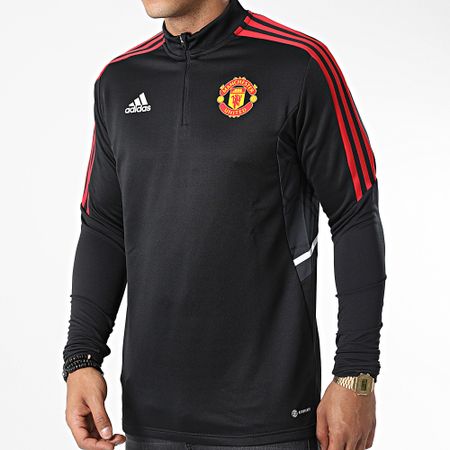 Adidas Sportswear - Manchester United H64013 Maglietta nera a maniche lunghe con strisce