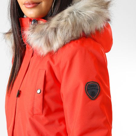 Only - Parka donna Liris in pelliccia rossa