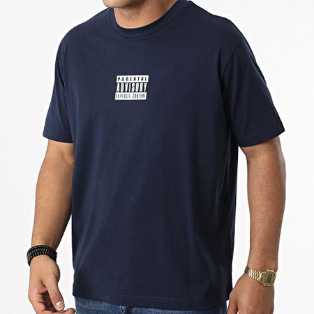 Parental Advisory - Maglietta oversize Large Small Tag Navy Blue White