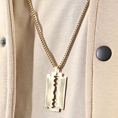LBO - Collana con ciondolo a forma di lama di rasoio in oro