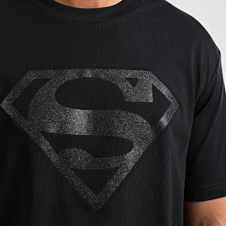 DC Comics - Maglietta oversize con logo scintillante Superman Nero