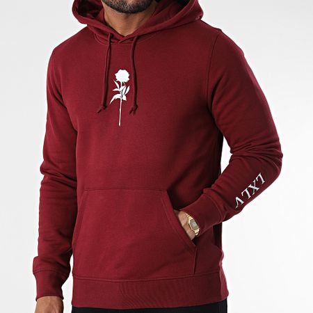 Luxury Lovers - Felpa con cappuccio Roses Bordeaux Bianco