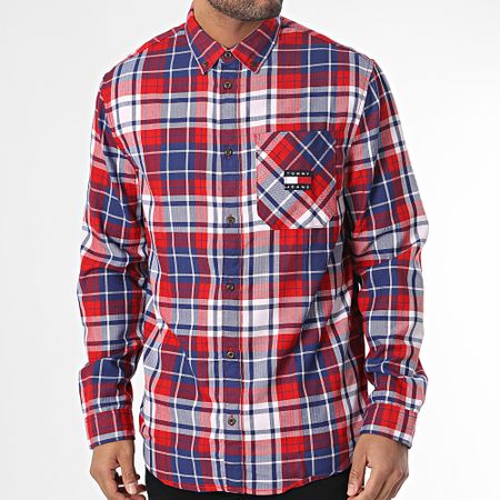 Tommy Jeans - Camicia di flanella rilassata a maniche lunghe 5404 Blu Rosso