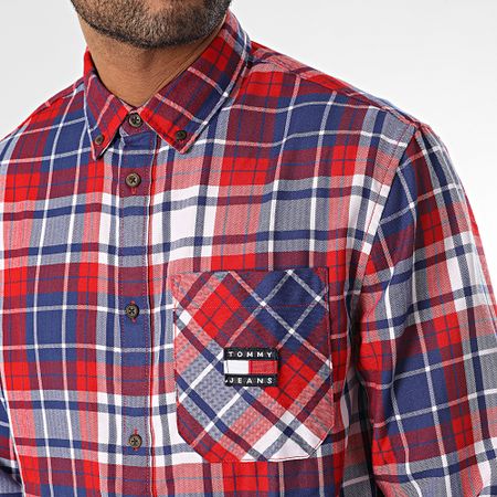 Tommy Jeans - Camicia di flanella rilassata a maniche lunghe 5404 Blu Rosso