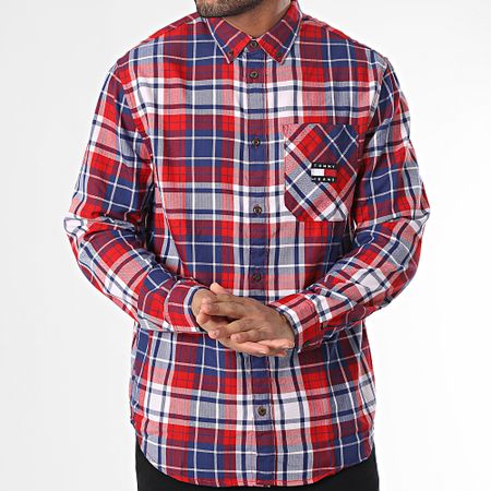 Tommy Jeans - Camicia di flanella rilassata a maniche lunghe 5404 Blu Rosso