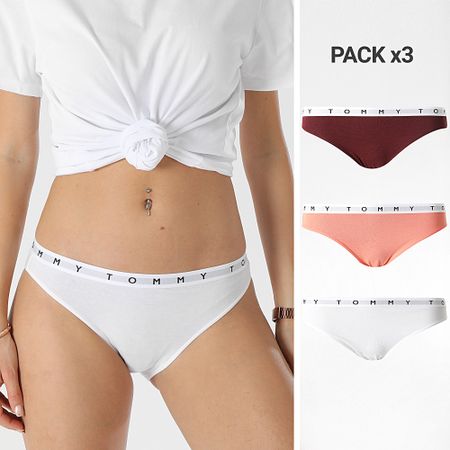 Tommy Hilfiger - Set di 3 slip donna 3286 bianco marrone salmone
