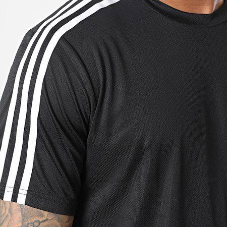 Adidas Sportswear - Maglietta con strisce Train Essentials Base 3 Stripes IB8150 Nero