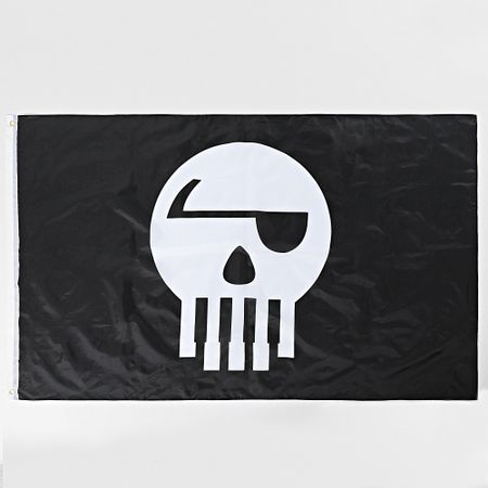 Piraterie Music - Bandiera con logo bianco e nero
