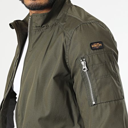 Schott NYC - Giacca Kenny SLIM FIT Khaki verde con zip