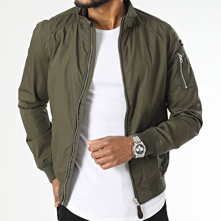 Schott NYC - Giacca Kenny SLIM FIT Khaki verde con zip
