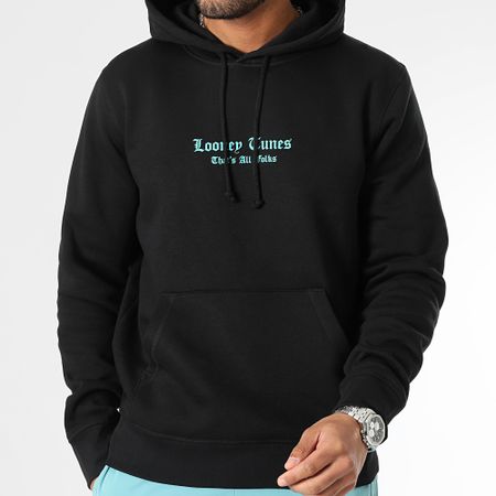 Looney Tunes - Felpa con cappuccio Bandana Taz Nero Blu Turchese