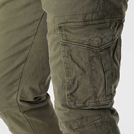 John H - Set di 2 pantaloni cargo nero verde kaki