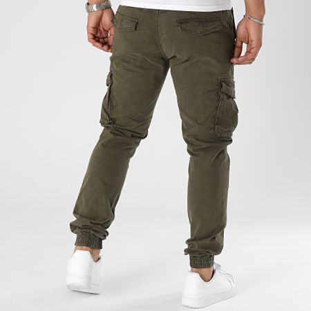 John H - Set di 2 pantaloni cargo nero verde kaki