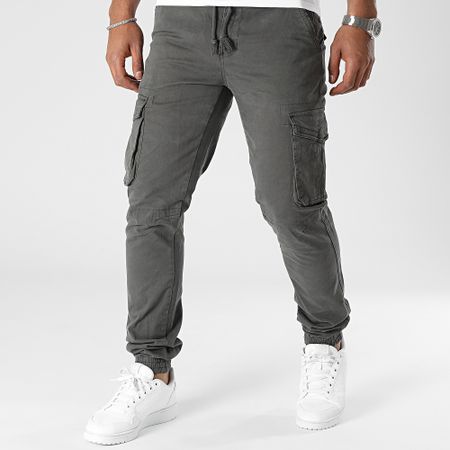 John H - Set di 2 pantaloni cargo neri e grigio carbone