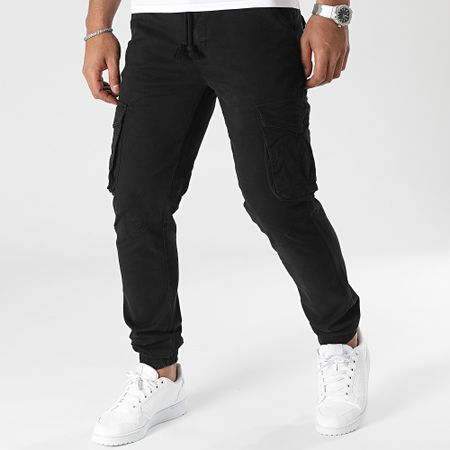 John H - Set di 2 pantaloni cargo neri e grigio carbone