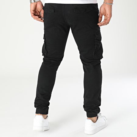 John H - Set di 2 pantaloni cargo neri e grigio carbone