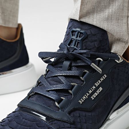Benjamin Berner - Raphael Sneakers in nappa opaca blu navy pitone