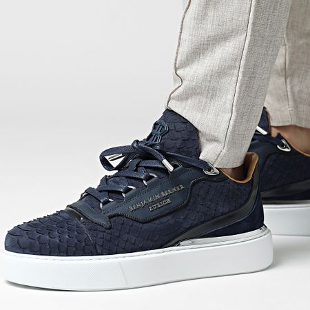 Benjamin Berner - Raphael Sneakers in nappa opaca blu navy pitone