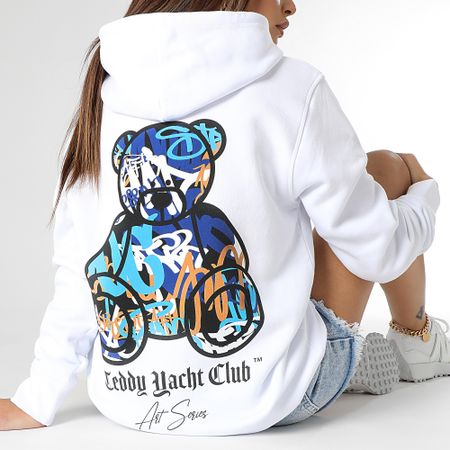 Teddy Yacht Club - Felpa con cappuccio Art Series Donna Blu Bianco