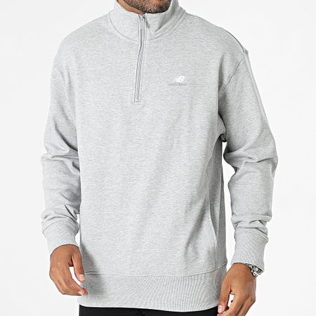 New Balance - MT31501 Felpa con collo a zip grigio erica