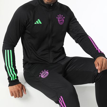 Adidas Sportswear - Tuta da ginnastica a righe del Bayern Monaco IB1554 Nero Viola Verde