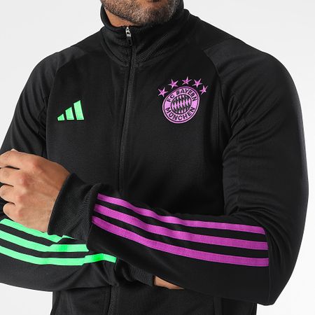 Adidas Sportswear - Tuta da ginnastica a righe del Bayern Monaco IB1554 Nero Viola Verde