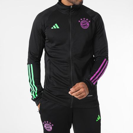 Adidas Sportswear - Tuta da ginnastica a righe del Bayern Monaco IB1554 Nero Viola Verde