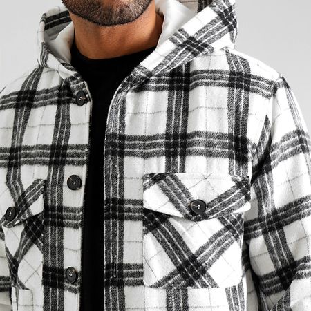 LBO - Camicia a quadri con cappuccio 0388 Nero Bianco