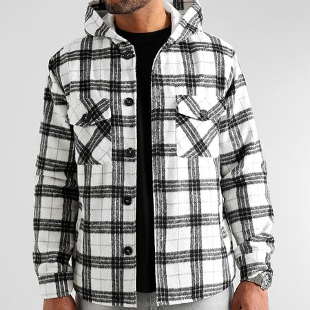 LBO - Camicia a quadri con cappuccio 0388 Nero Bianco