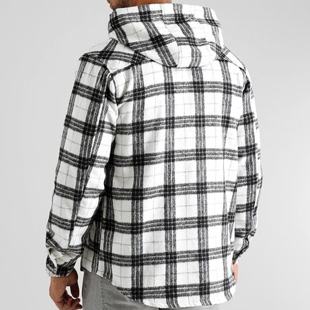 LBO - Camicia a quadri con cappuccio 0388 Nero Bianco