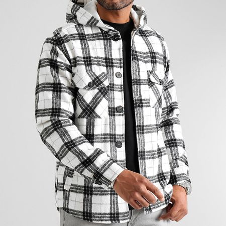 LBO - Camicia a quadri con cappuccio 0388 Nero Bianco