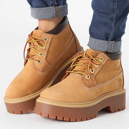 Timberland - Stivali Donna Heritage Platform Waterproof Chukka Wheat Nubuck A5RF9 Stone Street