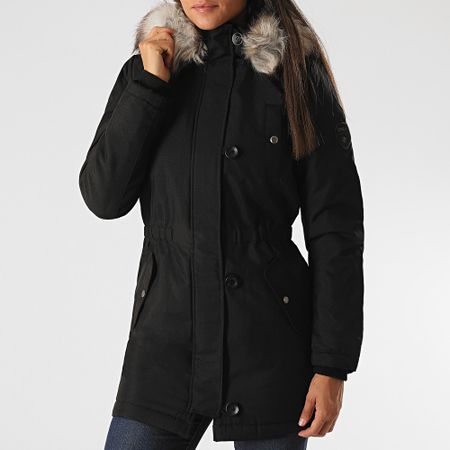 Only - Parka donna Iris con cappuccio in pelliccia nera