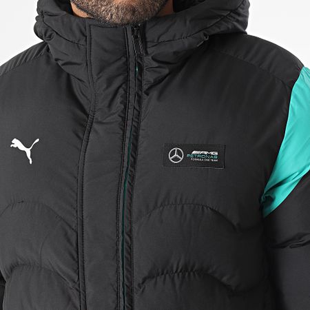 Puma - Piumino AMG Mercedes MT7 Ecolite con cappuccio 621146 Nero Verde