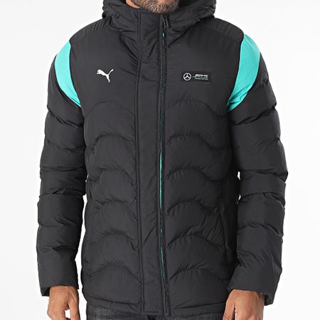 Puma - Piumino AMG Mercedes MT7 Ecolite con cappuccio 621146 Nero Verde