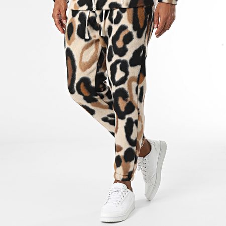 Uniplay - Set pantaloni e felpa con cappuccio leopardati beige