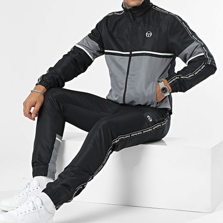 Sergio Tacchini - Midday 40297 Tuta da ginnastica nera a righe grigie