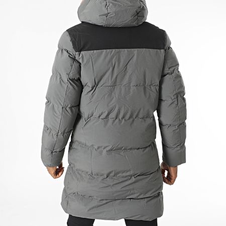 Kymaxx - Cappotto lungo con cappuccio grigio antracite