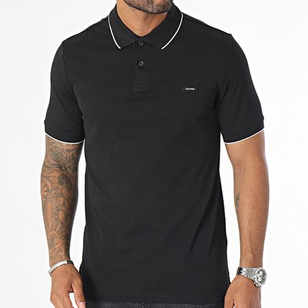Calvin Klein - Polo manica corta Piqué Tipping 1869 Nero