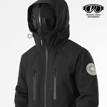 DoubleHood - Muller Giacca nera con cappuccio e zip