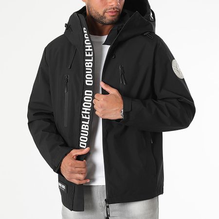 DoubleHood - Muller Giacca nera con cappuccio e zip