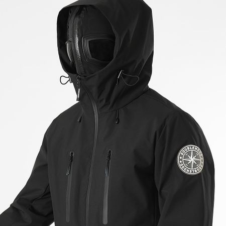 DoubleHood - Muller Giacca nera con cappuccio e zip