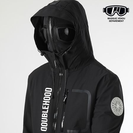 DoubleHood - Giacca Loeb nera con cappuccio e zip