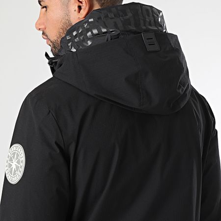 DoubleHood - Giacca Loeb nera con cappuccio e zip