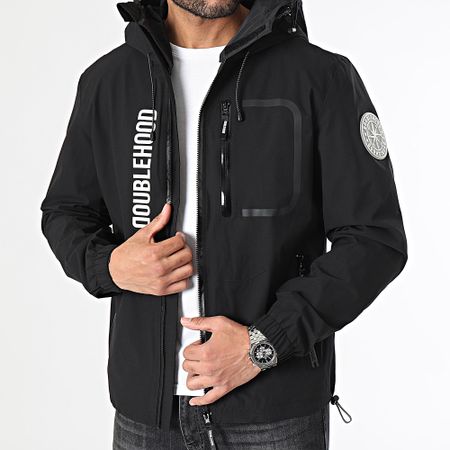 DoubleHood - Giacca Loeb nera con cappuccio e zip