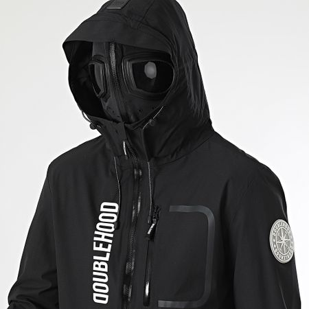 DoubleHood - Giacca Loeb nera con cappuccio e zip