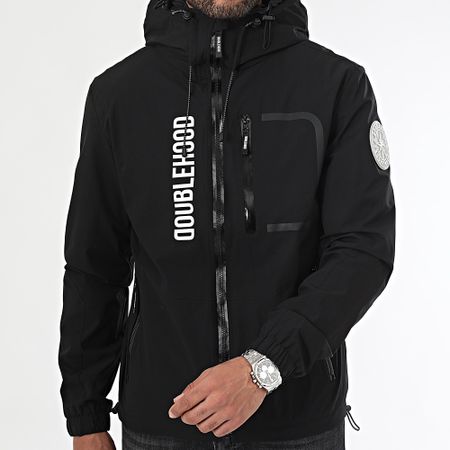 DoubleHood - Giacca Loeb nera con cappuccio e zip