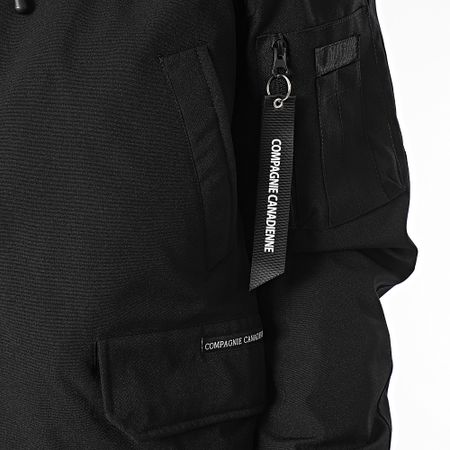 Compagnie Canadienne - Cappotto originale in pelliccia nera con cappuccio