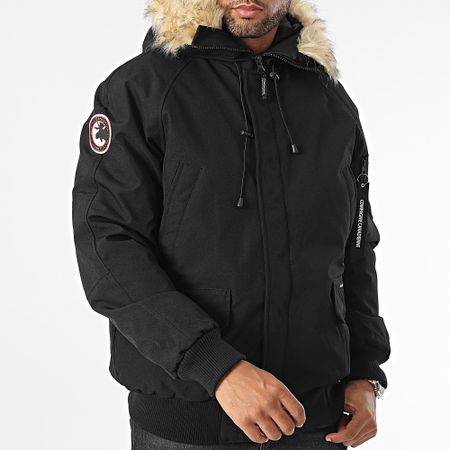 Compagnie Canadienne - Cappotto originale in pelliccia nera con cappuccio